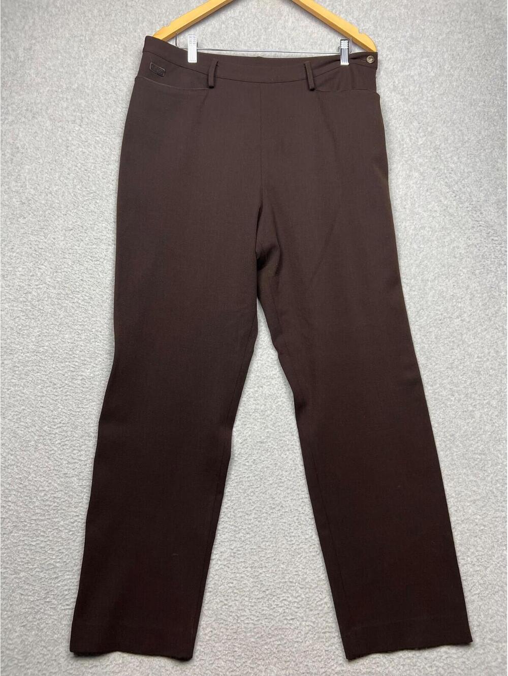 Lauren Ralph Lauren Wool Blend Straight Leg Pants Womens 16 Slacks Brown Casual